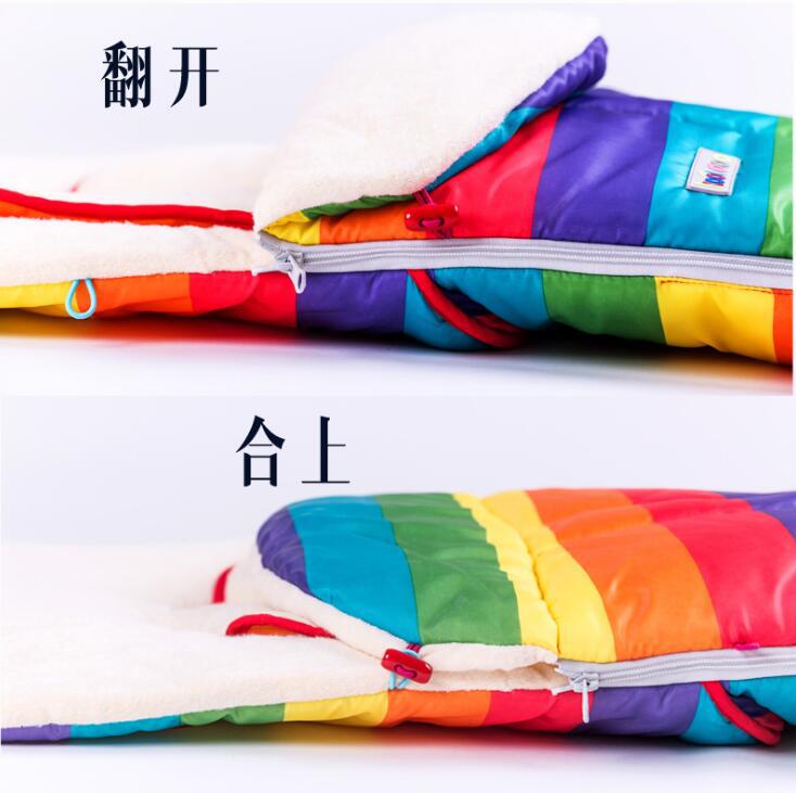 Winter baby feet set warm size baby carriage sleeping bag baby windproof cotton pad universal thickening rainbow cart accessories