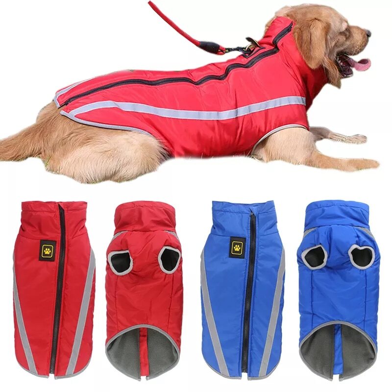 Winter Warm Big Dog Vest Jacket Waterproof Reflective Pet Dog Clothes