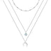 Sterling Silver  Moonstone Crescent Moon Layered Necklace Gift for Women