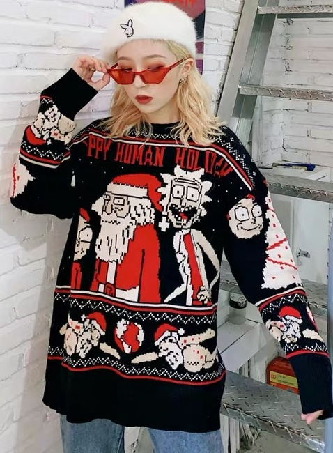 Christmas Sweater Couple - Loose Jacquard Sweater