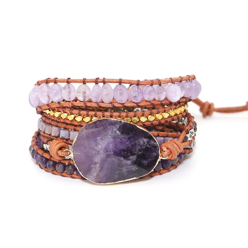 Natural Amethyst  Beaded Bracelet - Minihomy