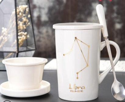 Creative cup ceramic with lid spoon tea cup filter - Minihomy