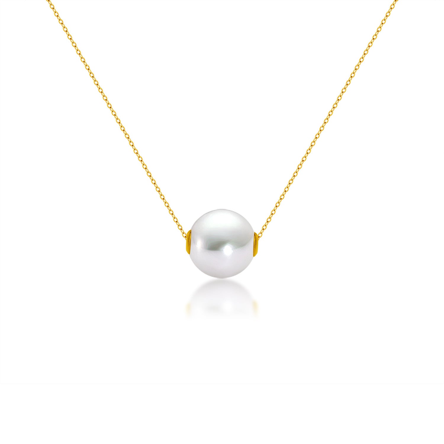 18K Gold Round Pearl Necklace Clavicle Chain - Minihomy