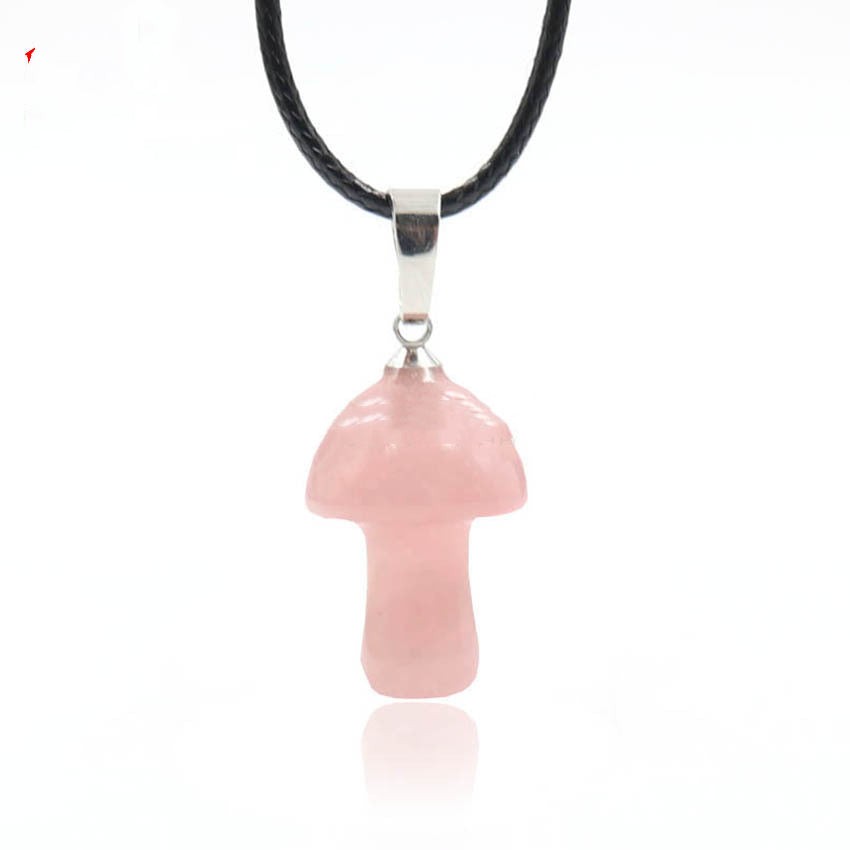 Natural Crystal Mini Small Mushroom Pendant Necklace - Minihomy