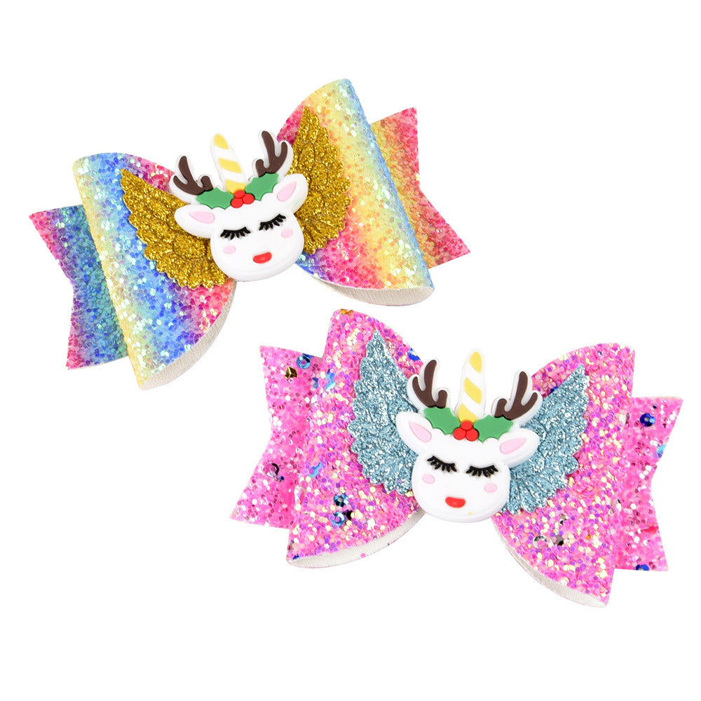 Bright Glitter Kids Fairy Bow Princess Hairgrips