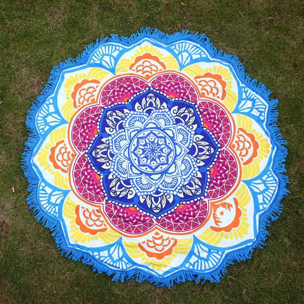 Round Printed Bath Towel Beach Towel Yoga Mat - Minihomy