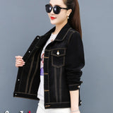 Denim Jacket Women Jeans Jackets Blue Black New Autumn Wear - Minihomy