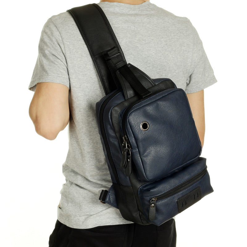 Leather Backpack Bag trend of Korean men's casual outdoor sport for men chest Bag Satchel