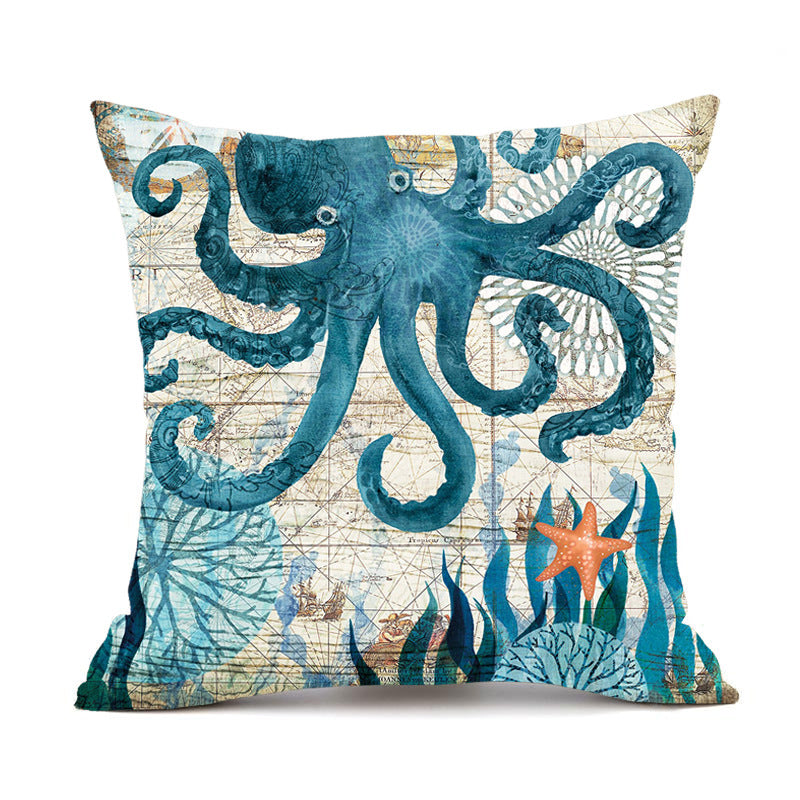 Cushion Covers Sea Turtle Printed Throw Pillow Cases For Home Decor Sofa Chair Seat - Minihomy