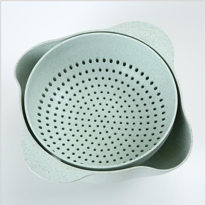 Kitchen Plastic Rice Friut Bowl Washing Rice Sieve Basin Washing Basket