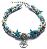 Simplicity Anklets Green Blue Color Star Fish Anklet Women Beach Foot Jewelry Leg Chain Ankle Bracelets Foot Accessory