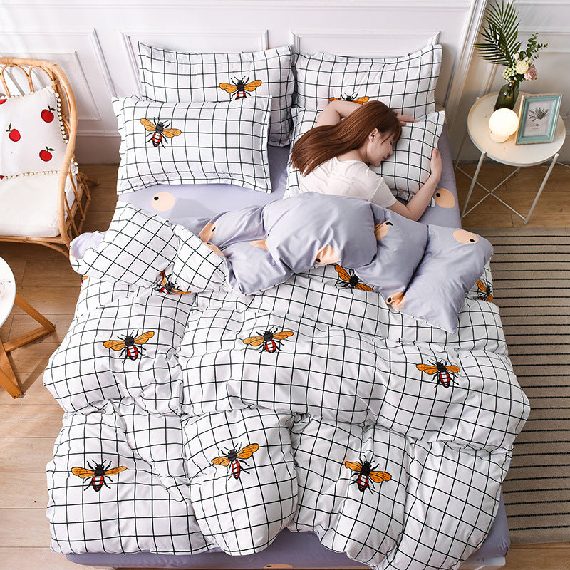 Bedding Printed Bed Four-piece Aloe Cotton Bed Sheet