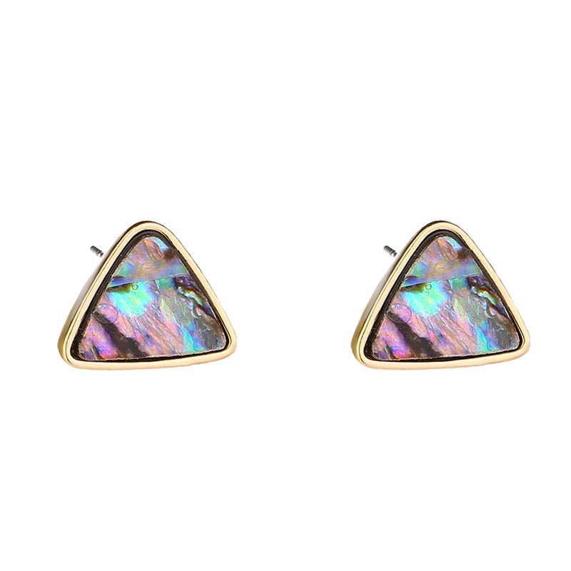 Triangular Natural Color Abalone Shell Stud