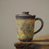 Japanese Style Rock Mine Office Hand-made Ceramic Tea Cup With Lid