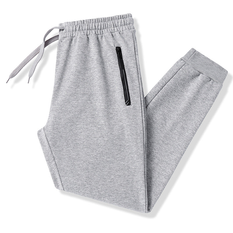 Sports Solid Color Cotton Sweatpants With Drawstring Long Pants