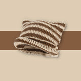 Ins Little Devil Striped Knitted Wool Hat Women