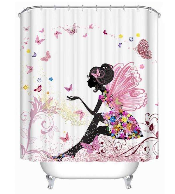 Art Design Graffiti African Girl with Black Hair with Modern Building Shower Curtain for Bathroom Decor - Minihomy