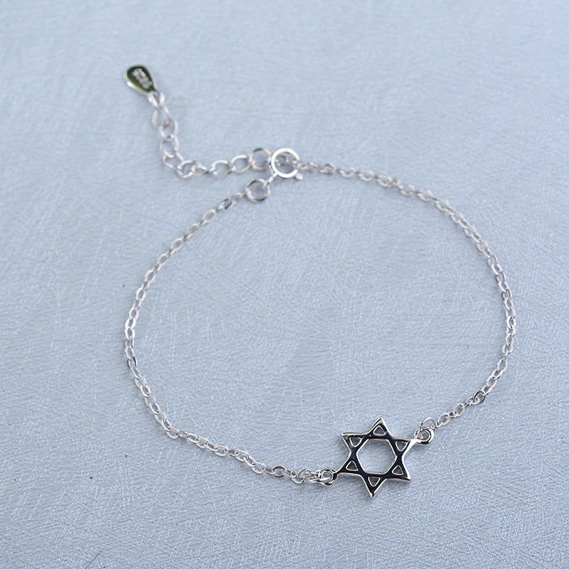 925 Silver Bracelet With Hexagram Pendant - Minihomy