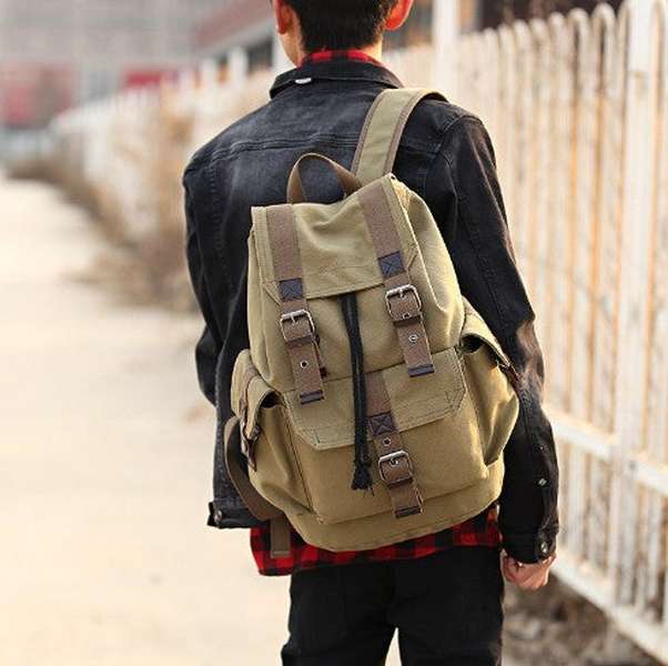 Influx street canvas backpack unisex backpack retro leisure travel bag large capacity bag - Minihomy