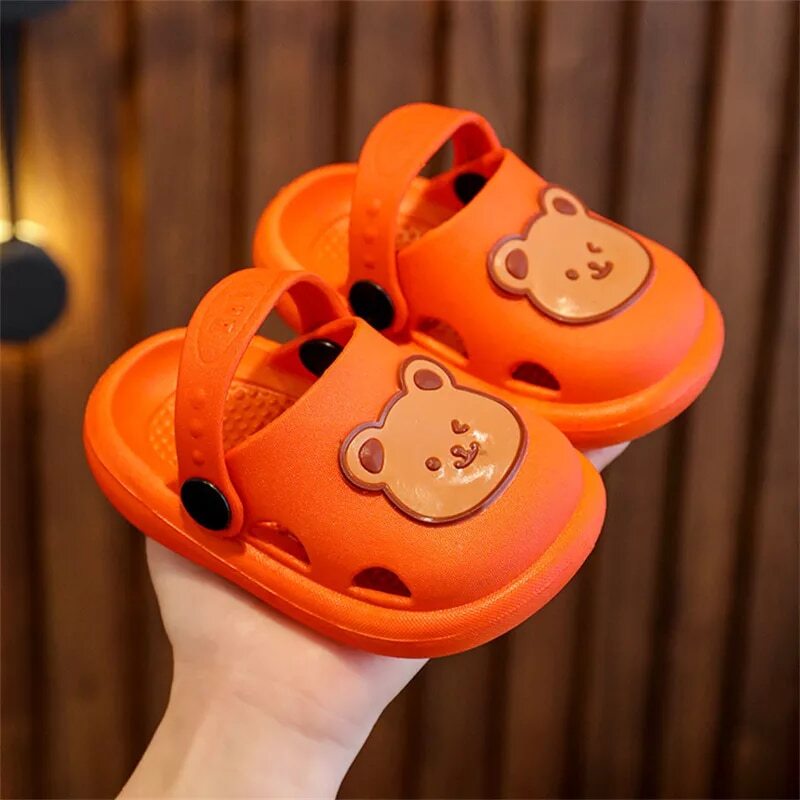 Color: Yellow, Size: 24-25 (feet 14.5 cm) - Cartoon Bear Walking Shoes Kids Boy Girl Summer Breathable Sandals Fashion Garden Clogs Toddler Outdoor Slippers for Playing
