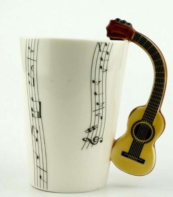 Creative Music Violin Style Guitar Ceramic Mug Coffee Tea Milk Stave Cups With Handle Coffee Mug Novelty Gifts - Minihomy