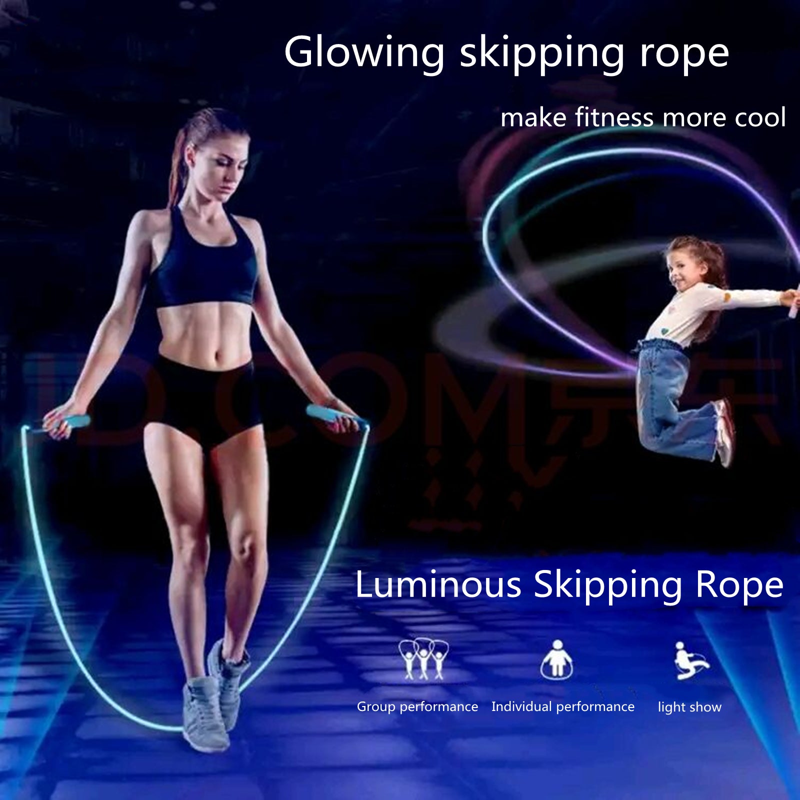 Glowing Skipping Rope for Men and Women with LED Light Up Suitable for Indoor and Outdoor Sports - Minihomy