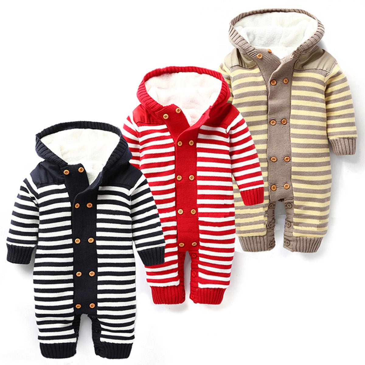 Newborn Baby Boys Girls Warm Romper Baby Winter Thick Climbing Clothes