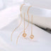 Gold Bronze Cutout Zircon Tassel Earrings - Minihomy