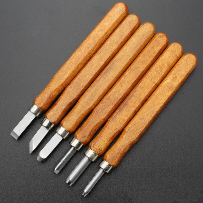 Mahogany 6 Sticks Carving Knife Handmade Woodcut Knife Eraser Engraving Set Woodcarving Tool - Minihomy