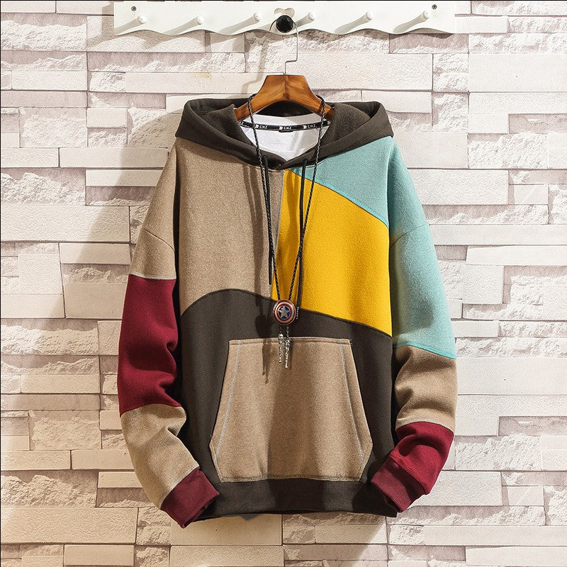 Men's Sweatshirt Loose Patchwork Hoodies Men Women Casual Lovers - Minihomy