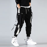 Classic Streetwear Casual Men Ribbons Harem Jogging Pants