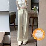 Corduroy Wide Leg Pants High Waist Loose Straight Drape Casual Retro