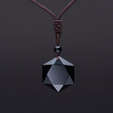 Obsidian Pendant Six-pointed Star Sweater Chain