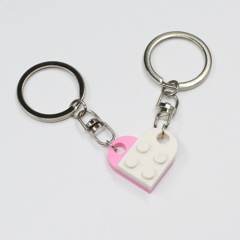 Heart Key Chain Valentines Day Gift Blocks Can Split Key Link Couples