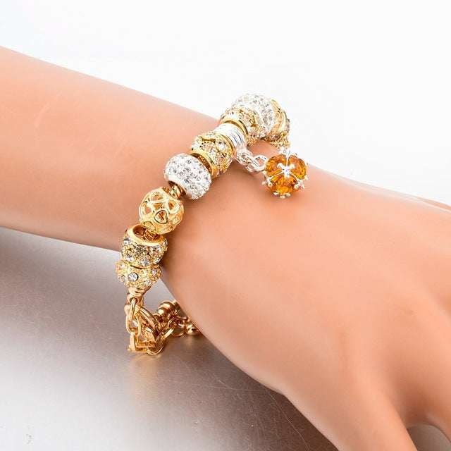 Gold-plated heart beaded bracelet - Minihomy