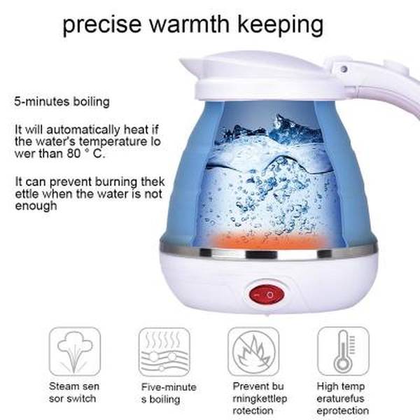 0.75L Kettle Electric Silicone Foldable 680W Portable Travel Camping Water Boiler Adjustable Home Voltage Electric Appliances - Minihomy