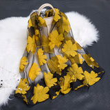 Cut flowers hollow silk scarf