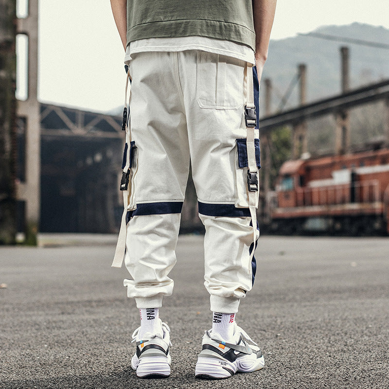 Pocket Contrast Overalls Jogger Casual Cargo Pants