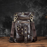 Genuine Leather Multipurpose Men Travel Mochila Crossbody Messenger Bag