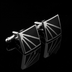 Men's Square Black Enamel White Steel Copper Cufflinks