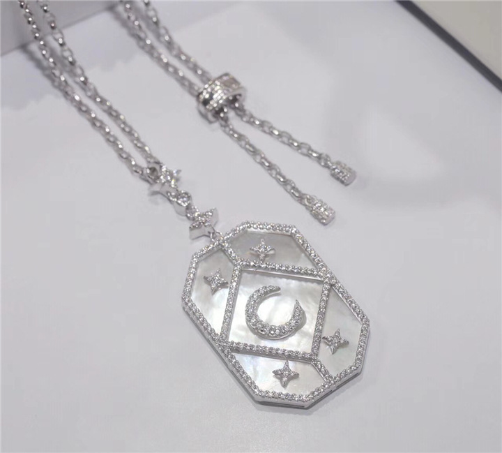 Xingyue Square Necklace Adjustable Length 925 Silver With Micro Diamonds