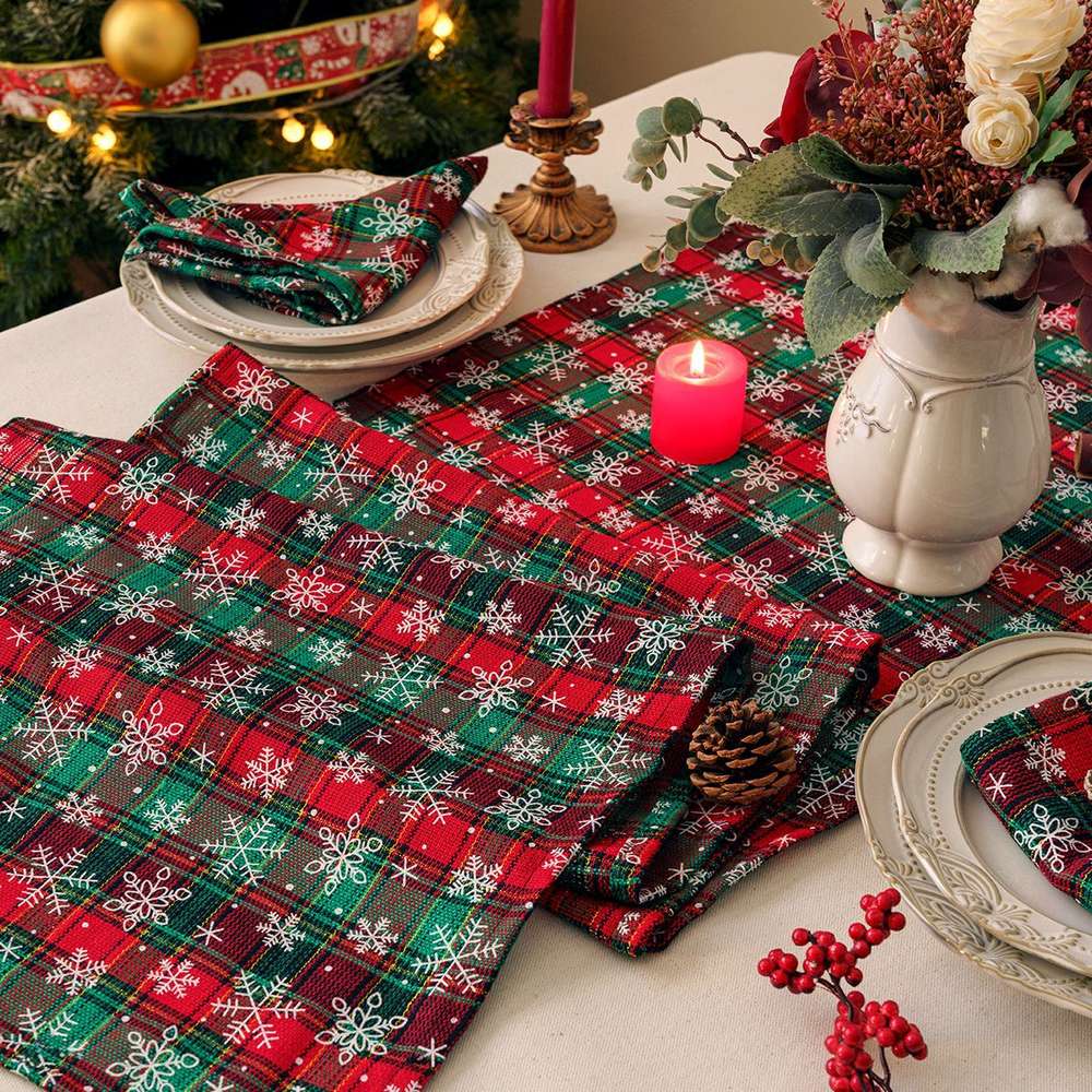 Christmas Series New Year Cloth Plaid Table Flag Insulation Pad - Minihomy