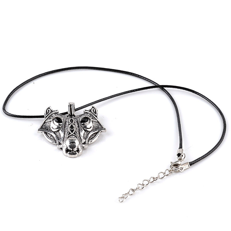 2021 Fashion Norse Vikings Pendant Necklace Norse Wolf Head Necklace Original Animal Jewelry Wolf Head hange - Minihomy