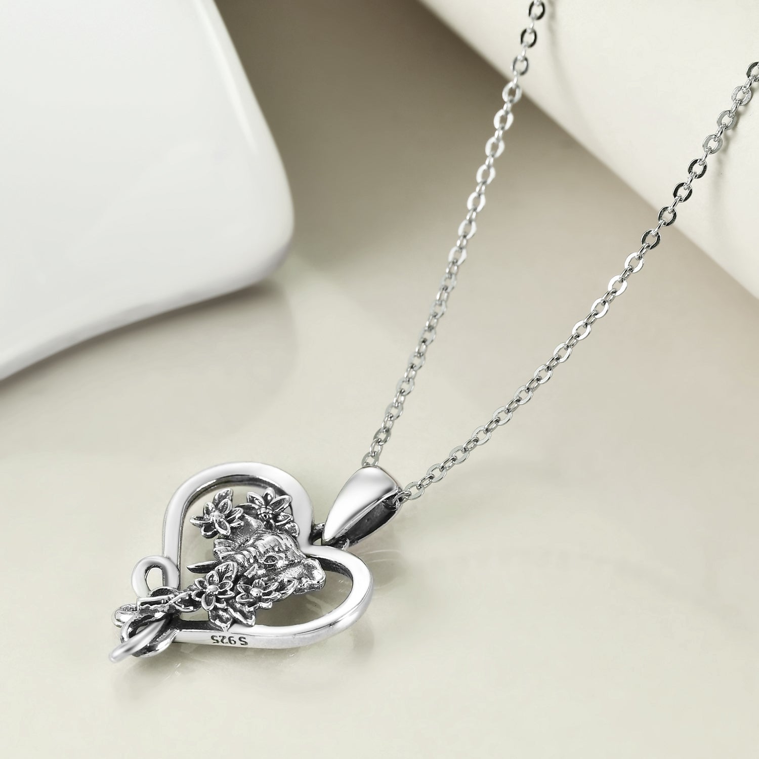 Elephant Necklace Sterling Silver Elephant Heart Pendant Necklace Jewelry Birthday Gifts For Women