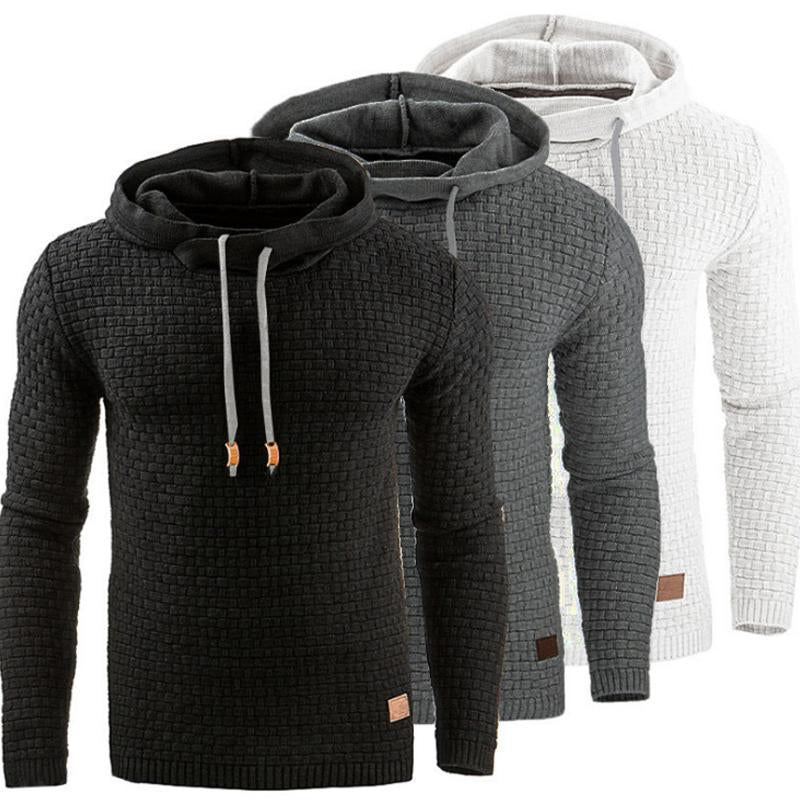 Men's Jacquard Sweater Long-sleeved Hoodie Warm Color Hooded Sweatshirt