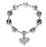 Silver Crystal Charm Bracelet for Women