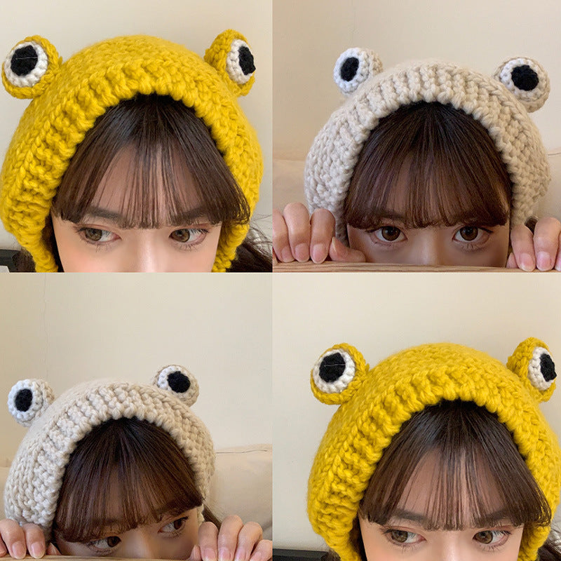 Big eyes frog woolen hat - Minihomy