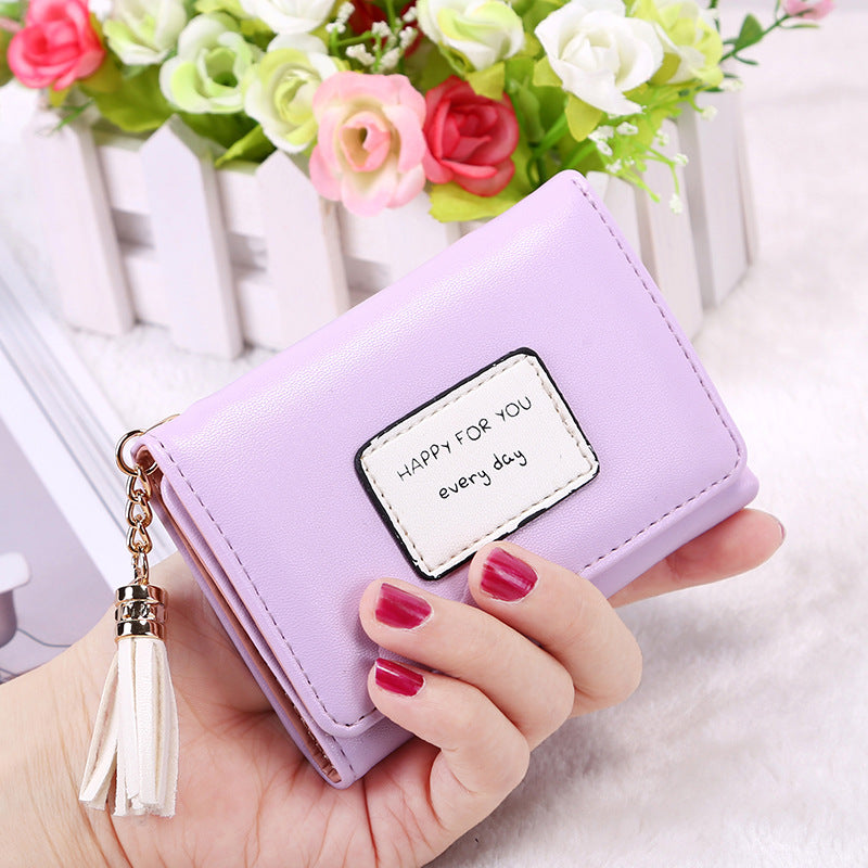 Korean letter short Purse female Wallet - Minihomy