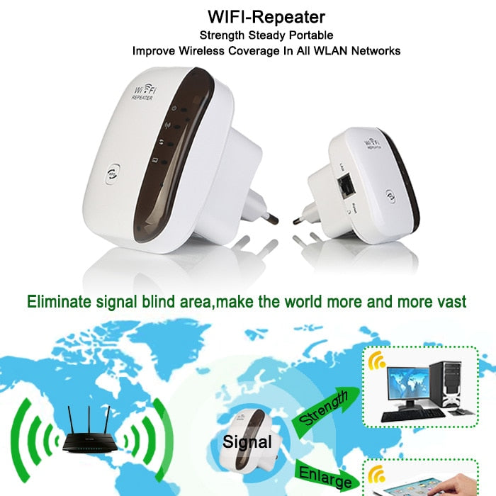 Wireless WiFi Repeater Wi-Fi Range Extender - Minihomy