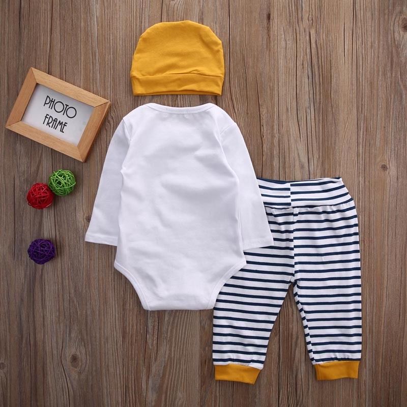 3pcs set Newborn Baby Clothes Long Sleeve Striped Clothing - Minihomy